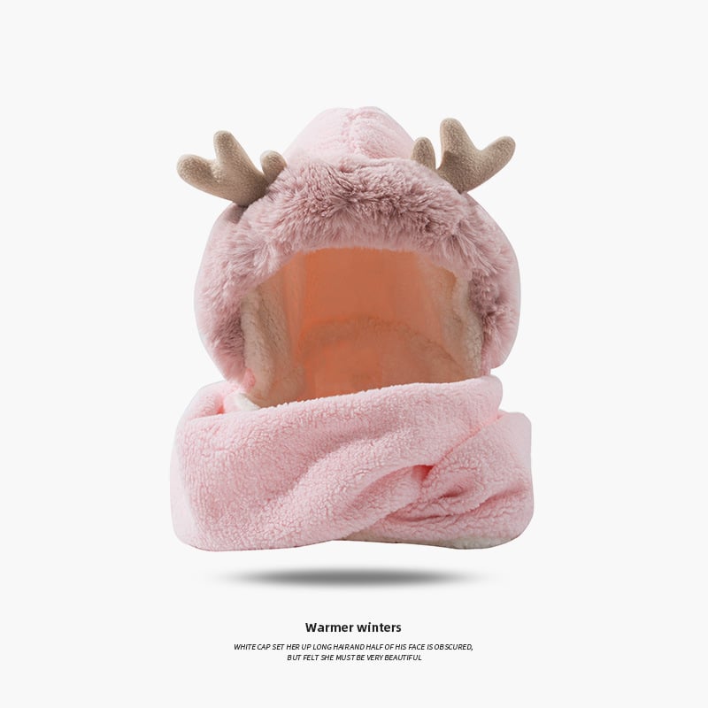 Christmas Elk Ear Hat, Scarf, and Gloves Set