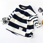 Black and White Striped Children's Long-Sleeve Sweater