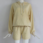 Women's Casual Long Sleeve Hoodie and Shorts Set