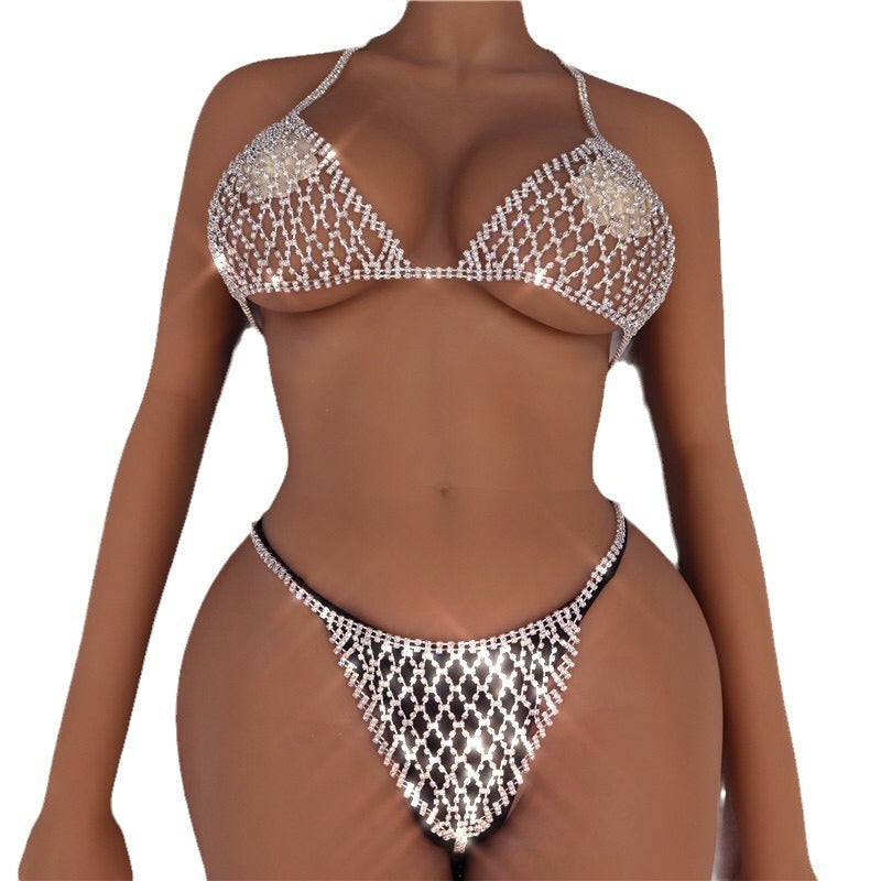 Rhinestone Thong Waist Body Chain