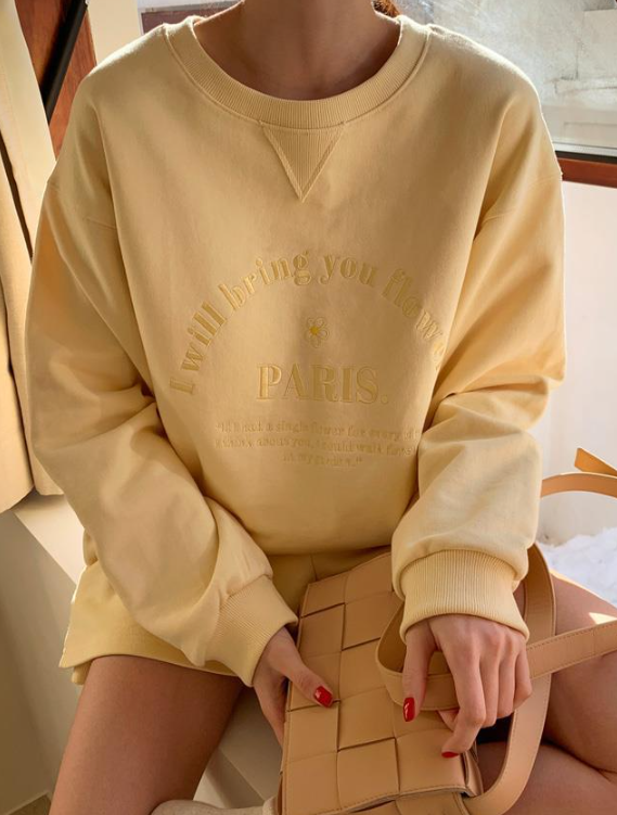 Embroidered Letter Sweater and Shorts Suit for Women