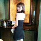 Embroidered Fish Design Qipao Dress with Mesh Details