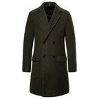 Men's Double-Breasted Casual Woolen Trench Coat