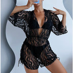 2024 Amazon Long Sleeve Mesh Bodysuit Bikini Set