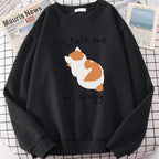 Chic Casual Cat Print Crew Neck Sweatshirt | Streetwear