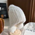 Warm Thickened Mink Plush Earmuff Hat for Winter Fashion | Embroidered Cap