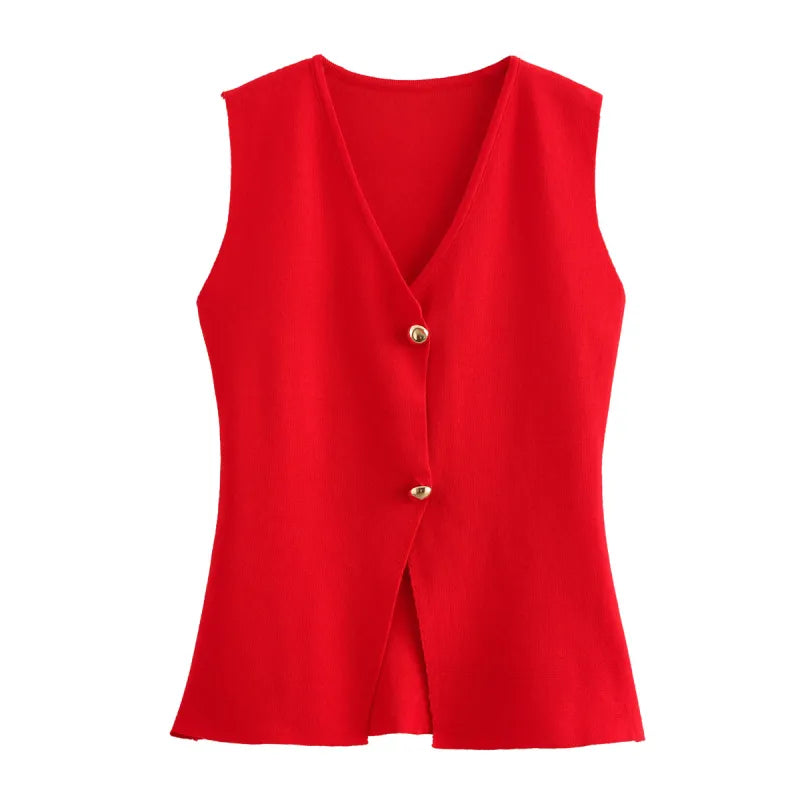 Fashionable Knitted Vest Women's Sweater Cardigan
