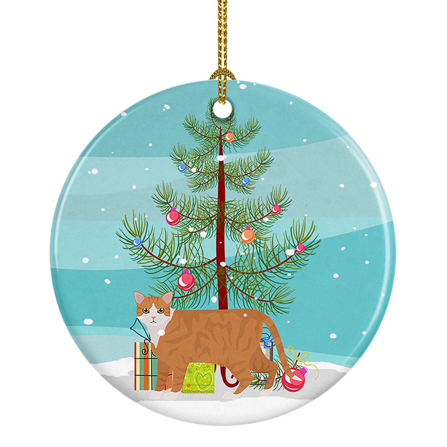 European Shorthair Cat Christmas Ceramic Ornament