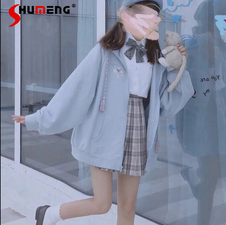 Japanese Style Girls' JK Sweater with Rabbit Ears Hoodie | Streetwear