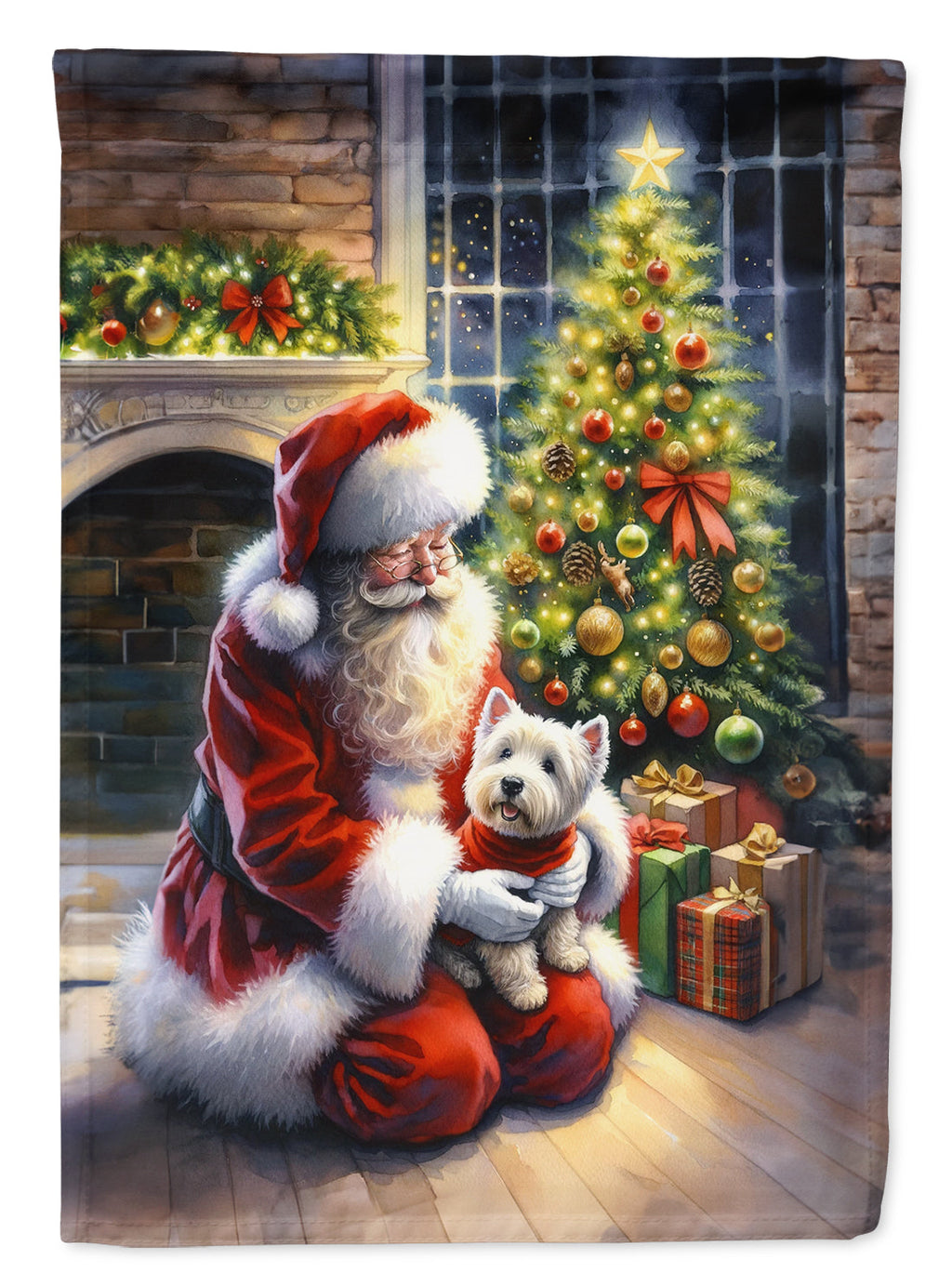 Westie and Santa Claus Garden Flag