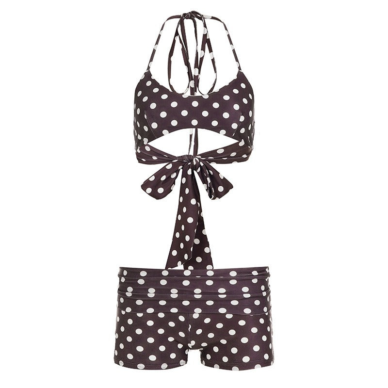 Polka Dot Halter Bikini Set