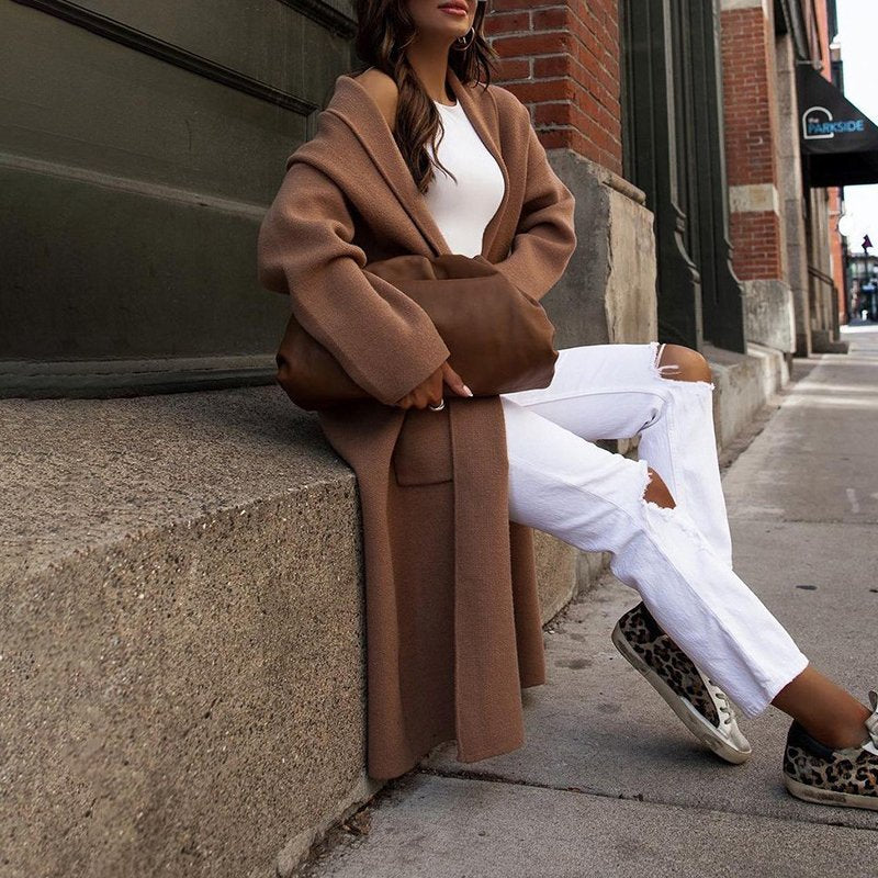 Casual Long Sleeve Mid Length Fashion Coat