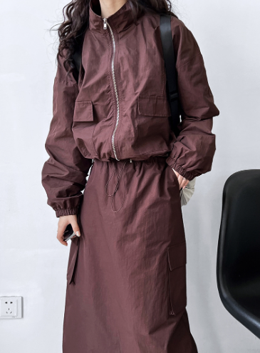 Zip-Up Jacket and Drawstring Skirt Set (One Set)