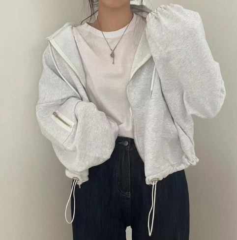 Loose Casual Hoodie Coat with Large Pockets and Zipper | Streetwear