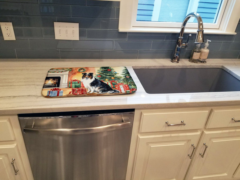 Collie Cozy Christmas Dish Drying Mat