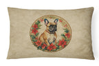 French Bulldog Christmas Flowers Throw Pillow