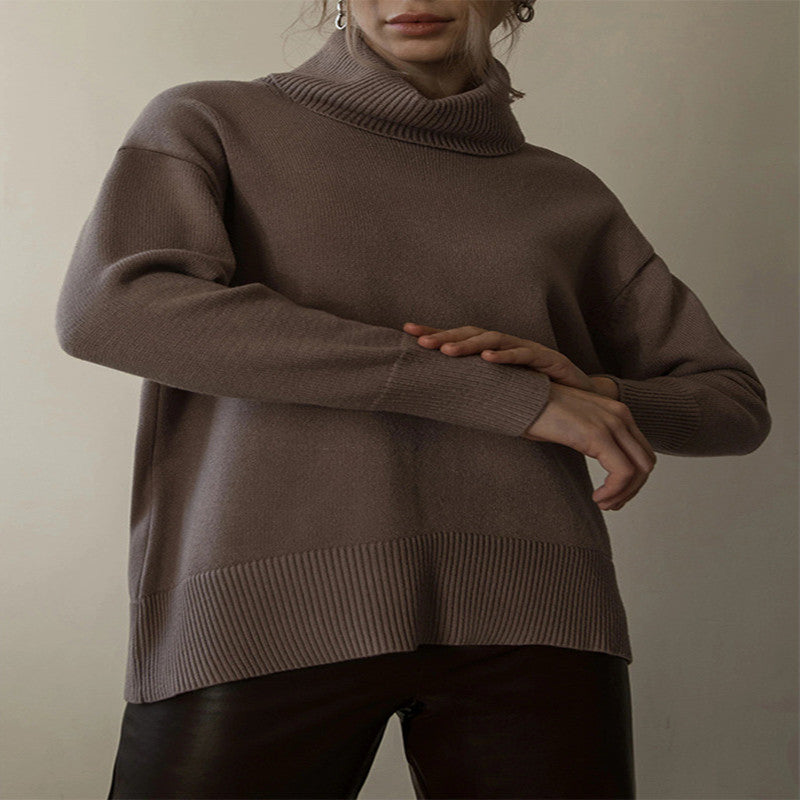 Comfortable Loose Solid Color Turtleneck Sweater