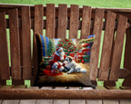 Great Pyrenees and Santa Claus Throw Pillow