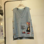 2024 Spring Autumn Cartoon Knit Vest for Women
