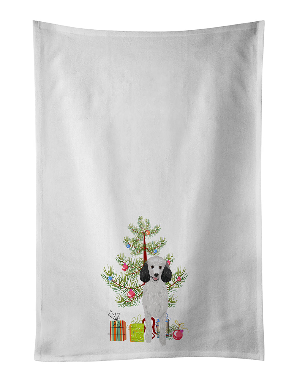 Poodle Standard Silver Christmas Kitchen Towel Set of 2