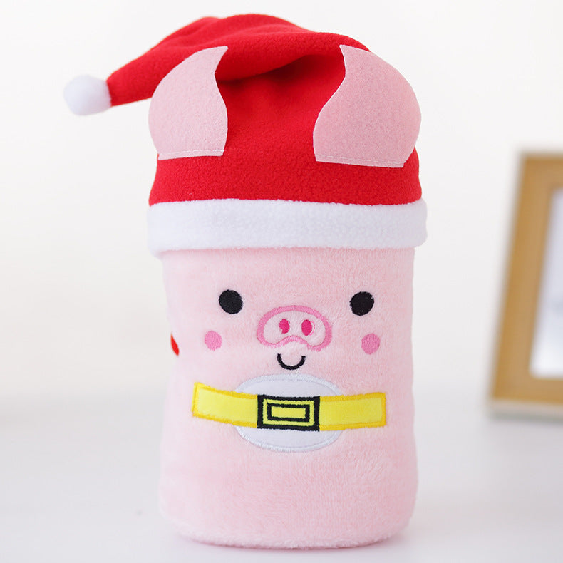 Christmas Reindeer Snowman Pig Hat Fleece Blanket | Embroidered Cap