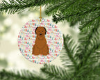 Merry Christmas Briard Brown Ceramic Ornament
