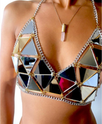 Mirror Tile Chain Bralette Body Harness Top