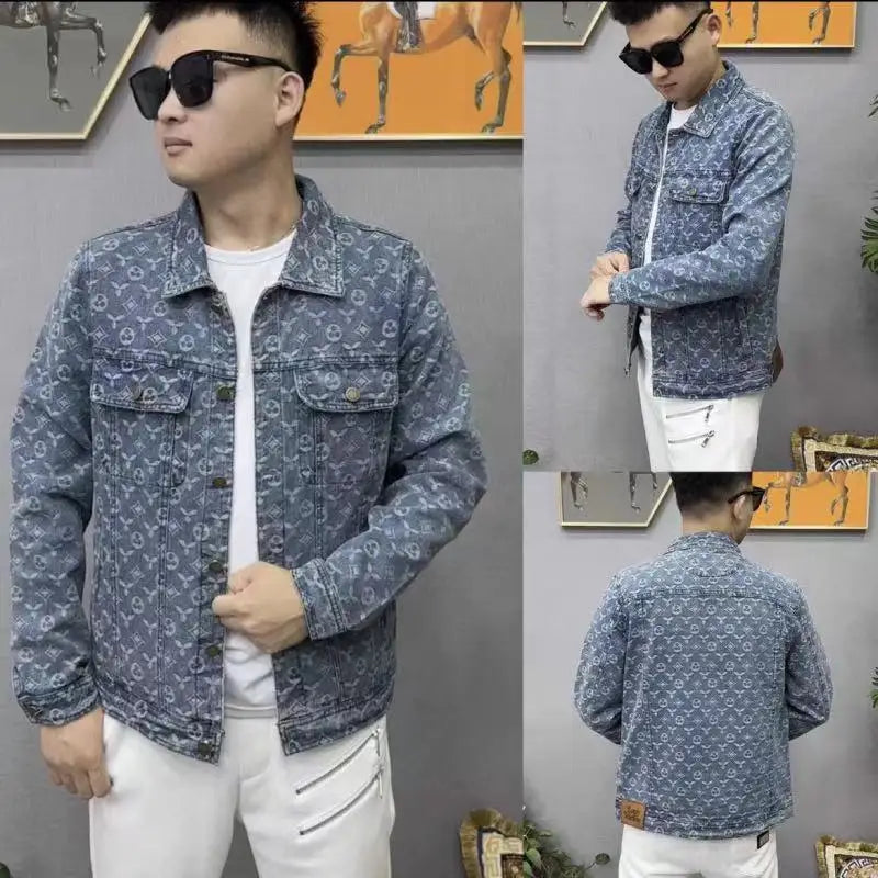 Men's Denim Jacket - Thick Cotton Outerwear for Winter