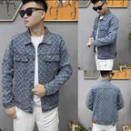 Men's Denim Jacket - Thick Cotton Outerwear for Winter
