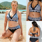 Plus Size Floral Back Tie Bikini Swimsuit for Women