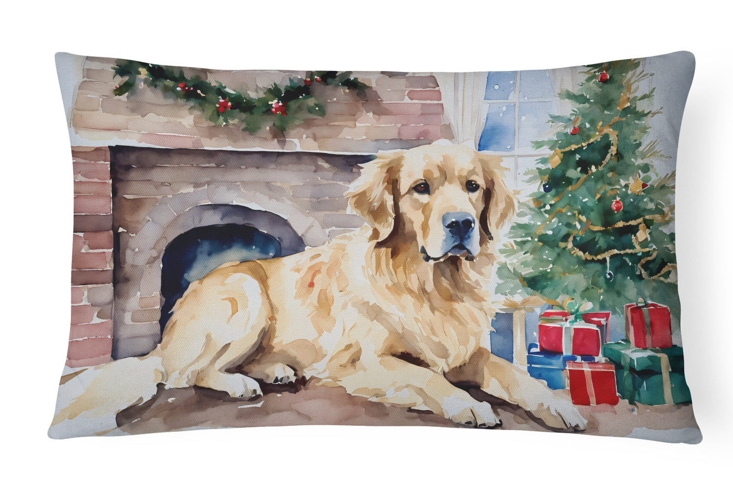 Golden Retriever Cozy Christmas Throw Pillow