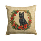 Schipperke Christmas Flowers Throw Pillow