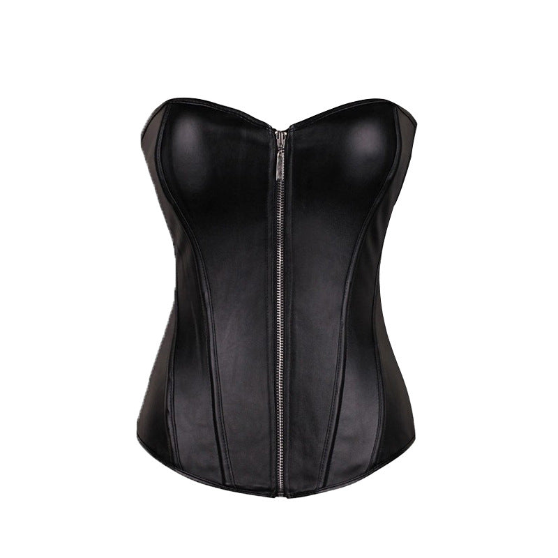 Leather Zipper Corset Shapewear for Women
