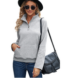 Long Sleeve Solid Color Stand Collar Sweater
