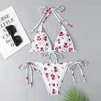 Dot Print Triangle Tie-Side Bikini Set