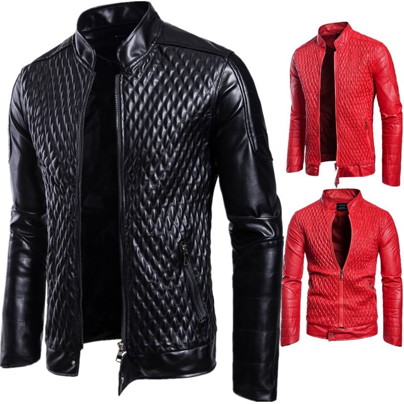 Men's Ouma Casual Stand Collar Leather Motorcycle Jacket