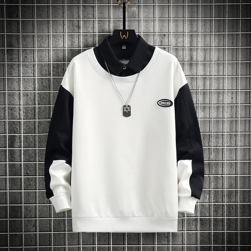 Men's Hooded Pullover with Collar - Casual Spring/Summer | Streetwear