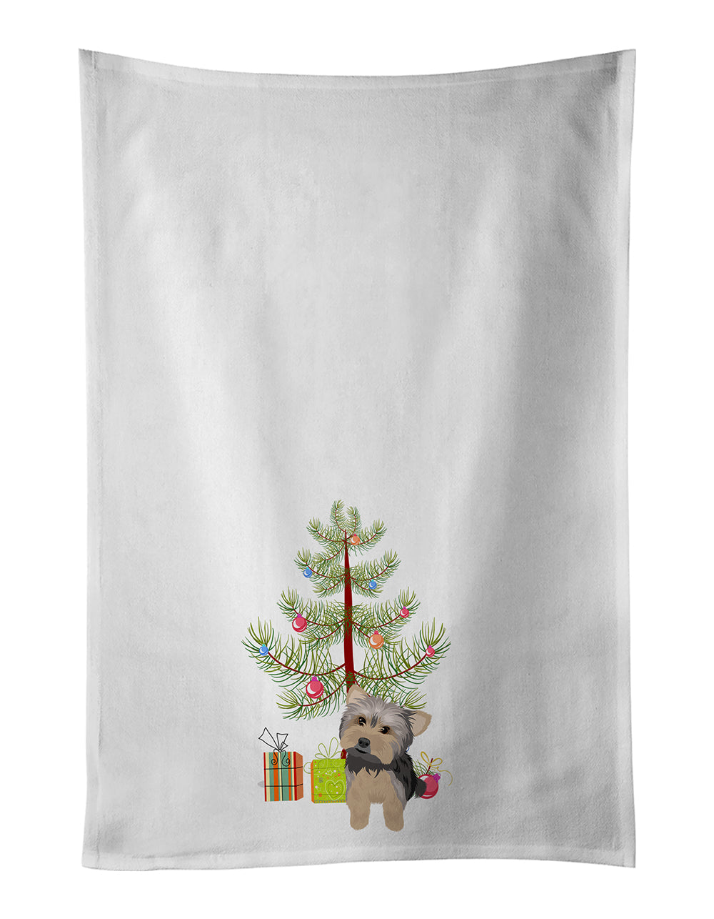 Yorkie Blue and Tan #2 Christmas Kitchen Towel Set of 2