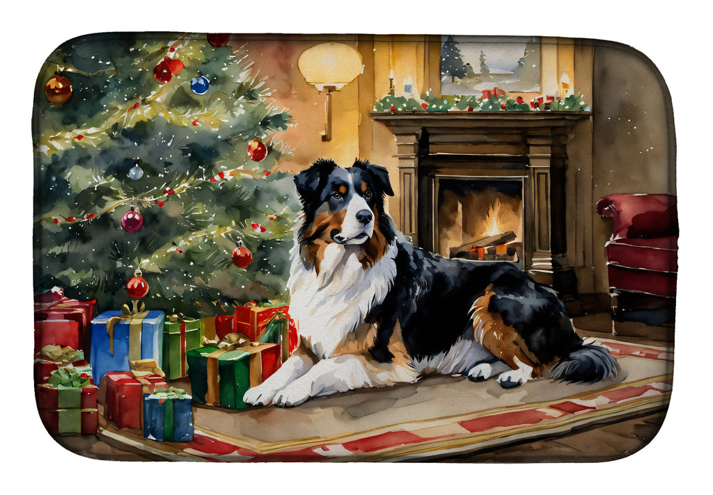 Australian Shepherd Cozy Christmas Dish Drying Mat
