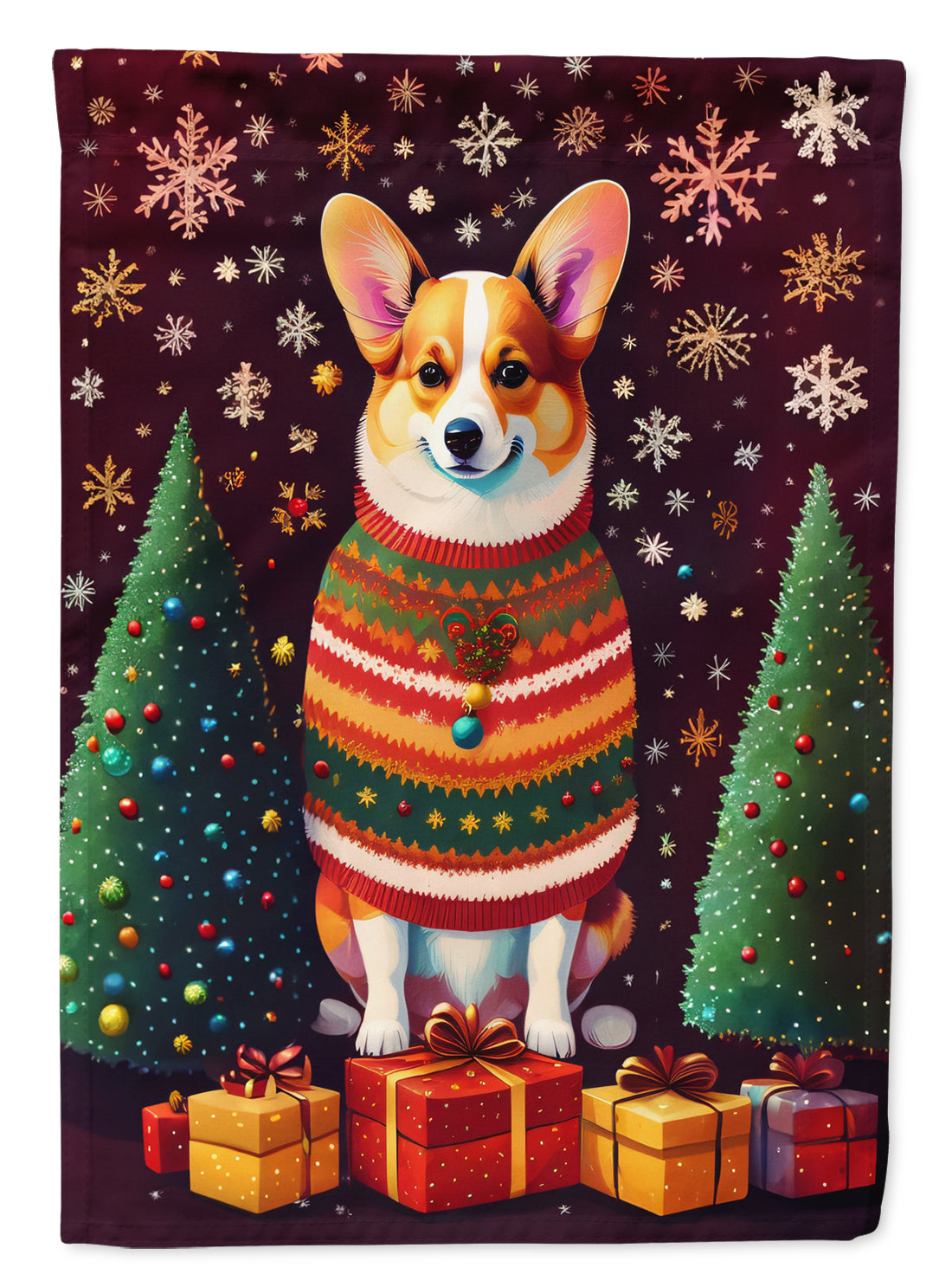 Corgi Holiday Christmas House Flag