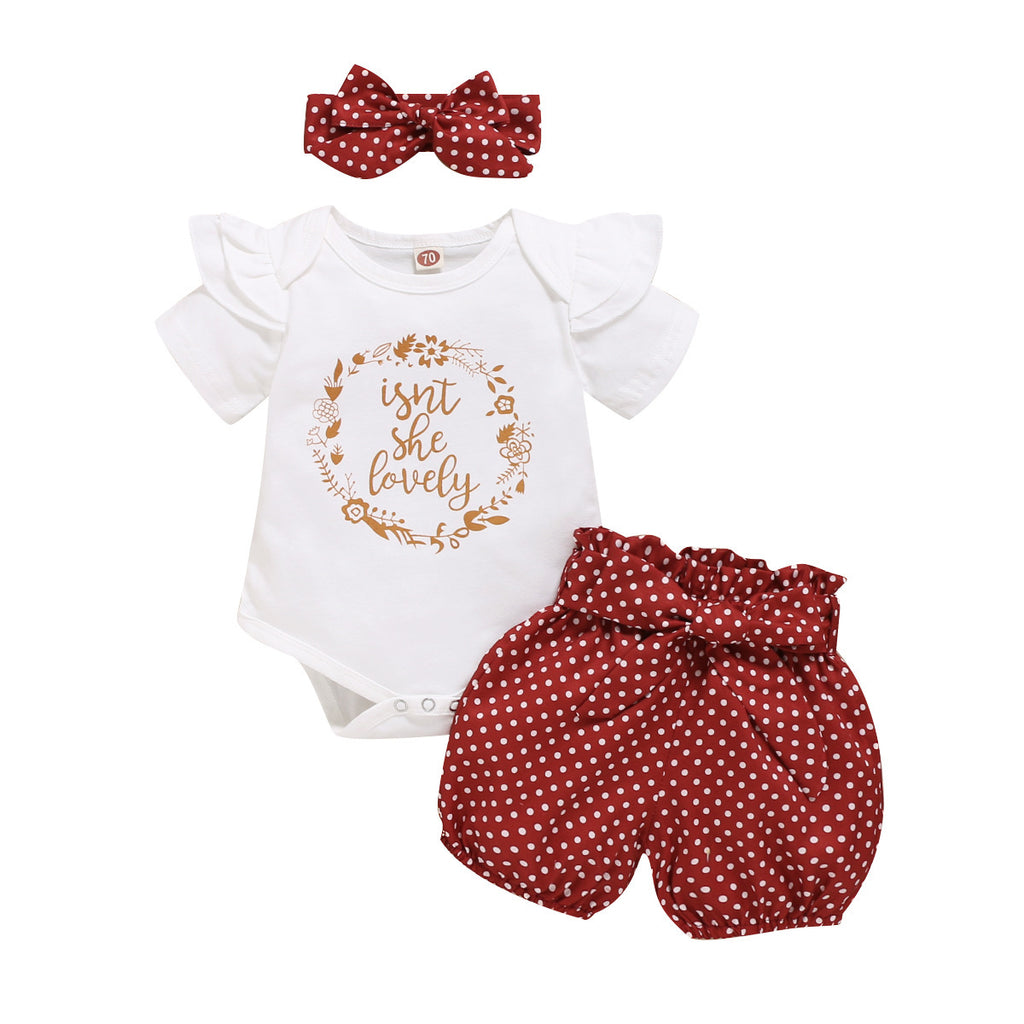 Girls' Summer Outfit 2023: Letter Bodysuit & Shorts Set
