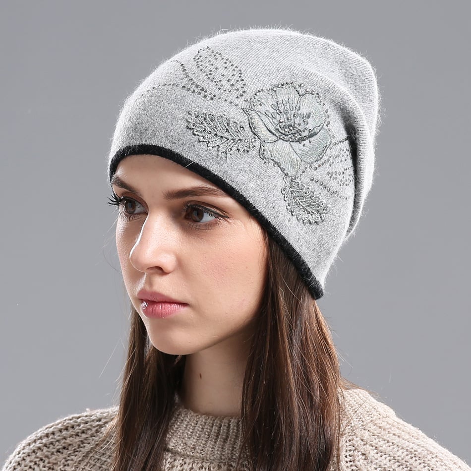 Thick Wool Women's Winter Hat with Detail | Embroidered Cap