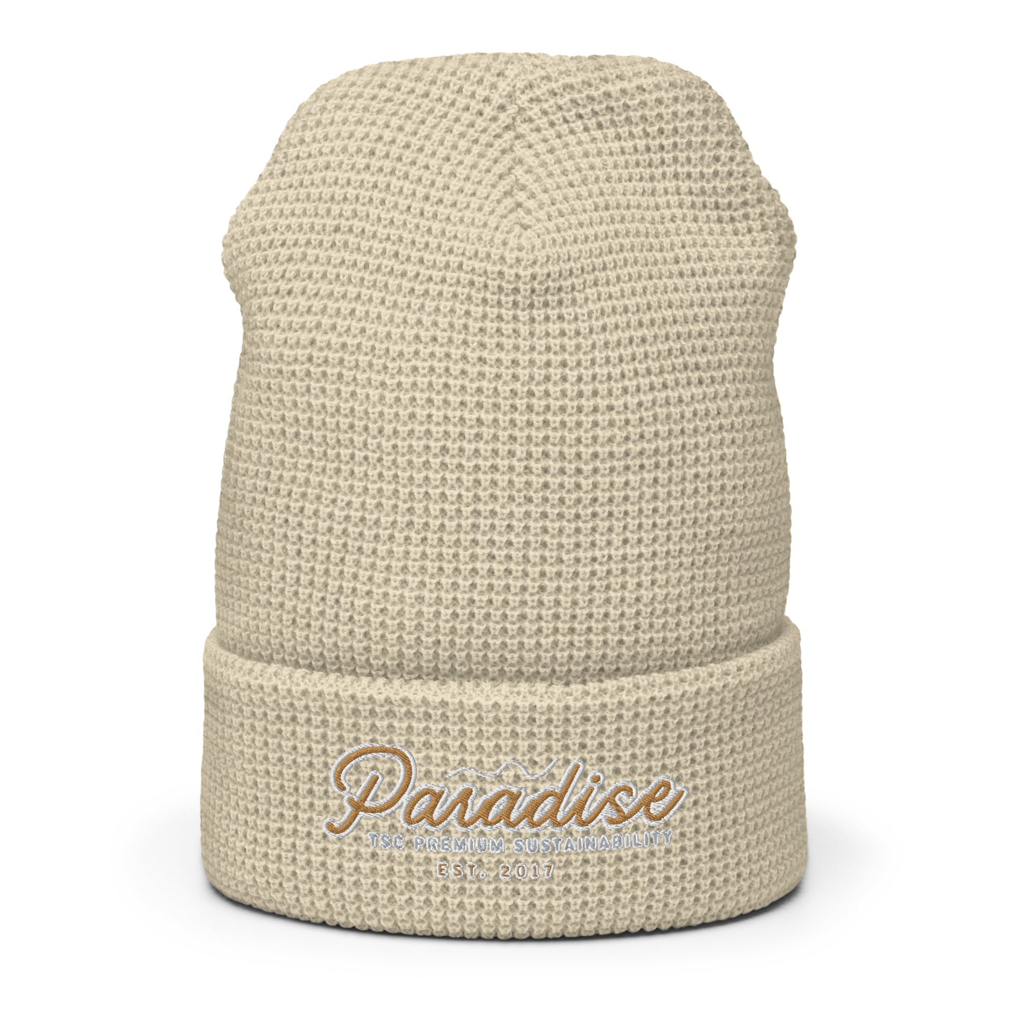 Premium Paradise Waffle Beanie | Embroidered Cap