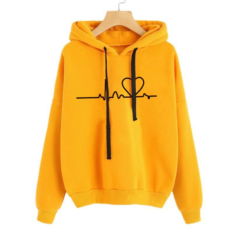 Women's Long Sleeve Hooded Sweatshirt with Heart Design | Streetwear