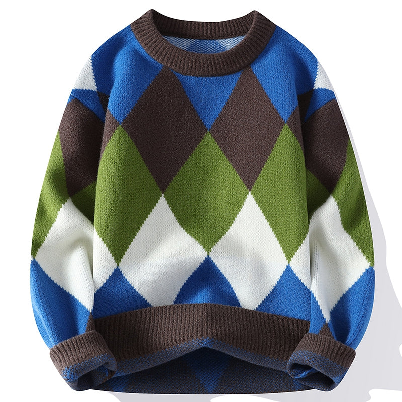 Harajuku Men's Sporty Wool Sweater - High Quality Knit