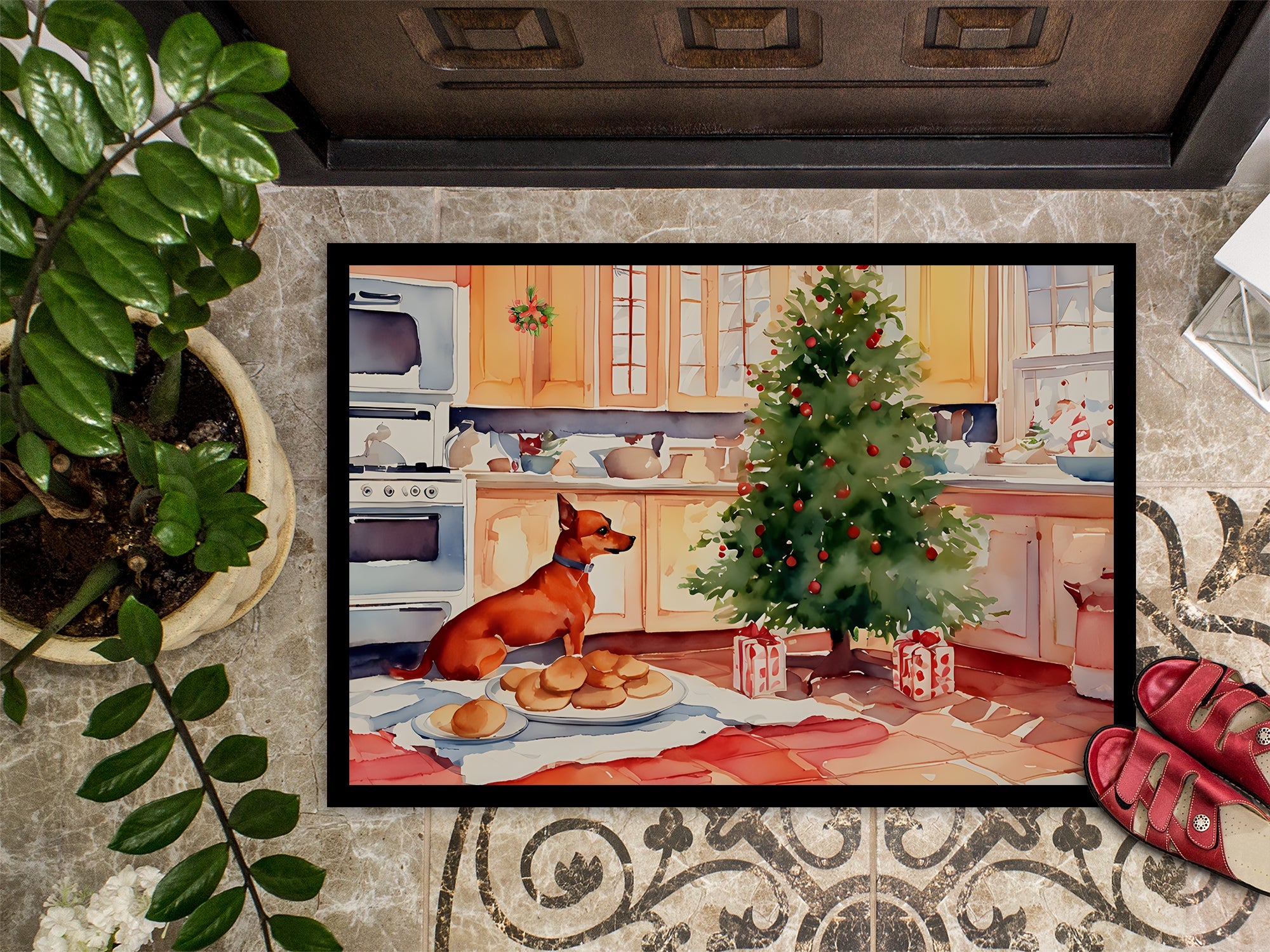 Miniature Pinscher Christmas Cookies Doormat