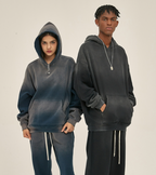 Thick Distressed Hooded Sweater with Fur 350g