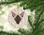 Siamese Modern Cat Christmas Ceramic Ornament