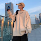 Lazy Wind Round Neck Knitted Pullover Jacket Sweater | Streetwear