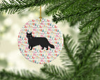 Black Chantilly Tiffany Cat Christmas Ceramic Ornament
